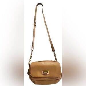 Merona Tan mini flap Leather Crossbody Bag like new